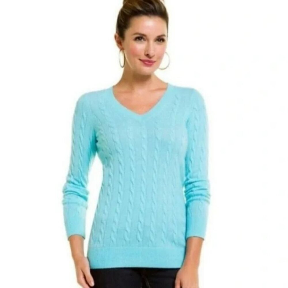 Lilly Pulitzer 100% Cashmere Cable V-Neck Sweater XS